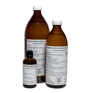 Zdjęcie przedstawia 3 pojemności srebra - 100, 500 i 1000ml