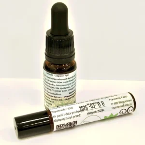 Zdjęcie przedstawia Mnisia w buteleczce z pipetą i roll-on - obie w pojemności 10ml