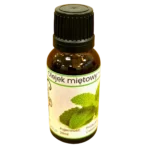 Na zdjęciu jest butelka olejku miętowego